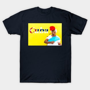 Cuban Woman With Cigar And Cuba Text T-Shirt